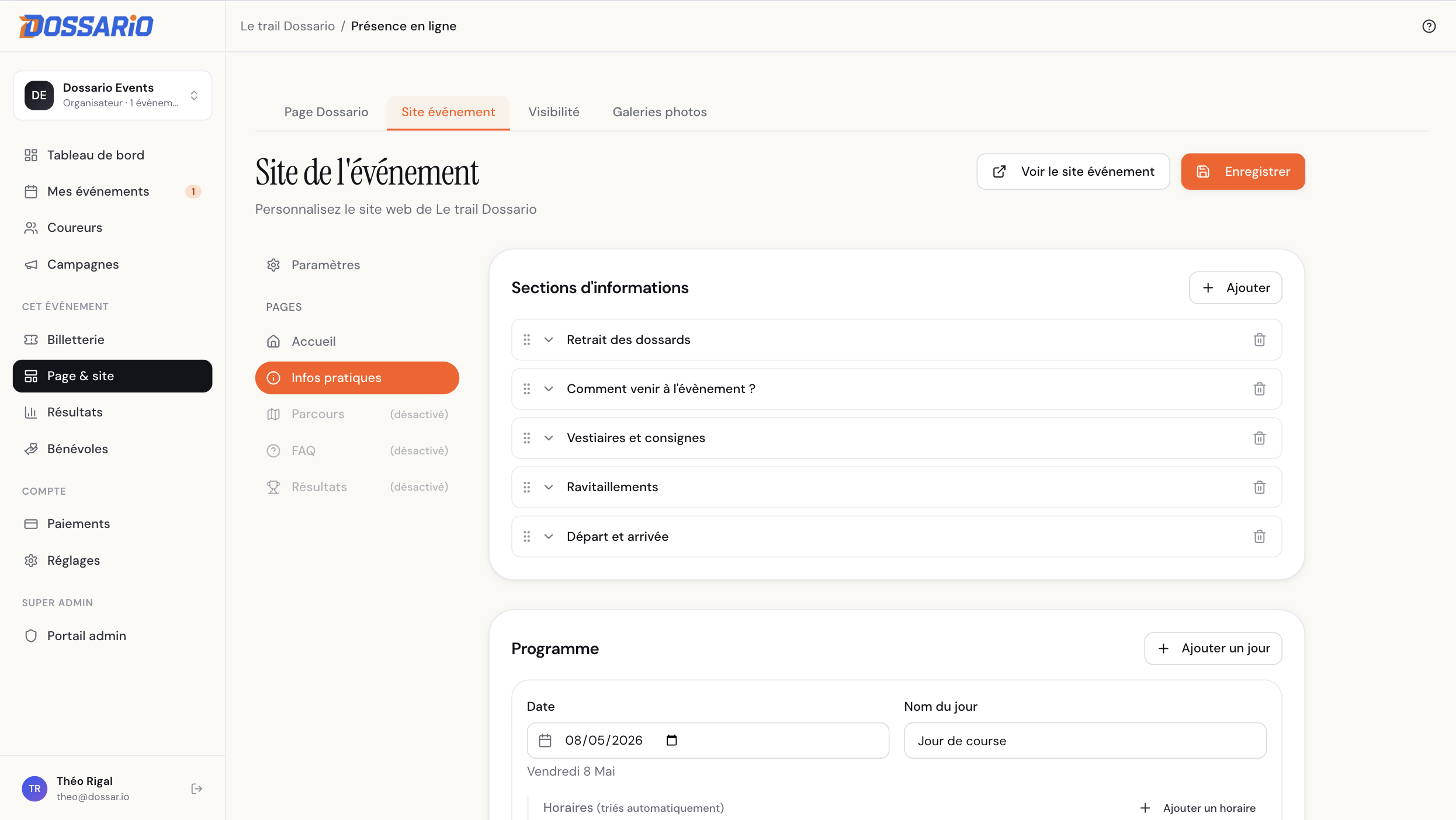 Liste de 5 items repliés dans l'éditeur
